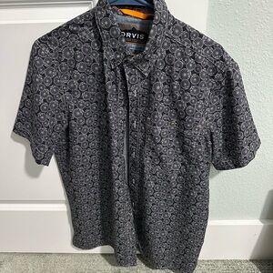 Orvis unique Men's Dark Gray fly reel Patterned Button Down Shirt
